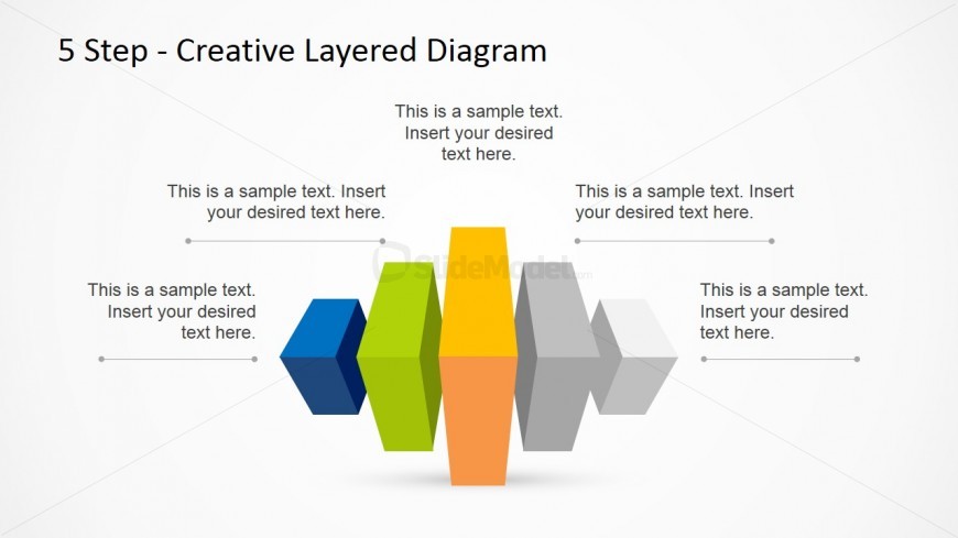 Horizontal 5 Step Creative Layered Diagram