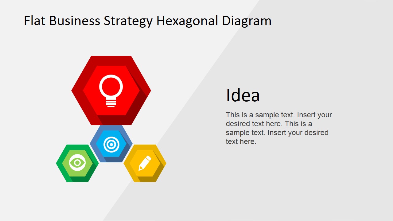 flat business strategy hexagonal powerpoint diagram business idea template