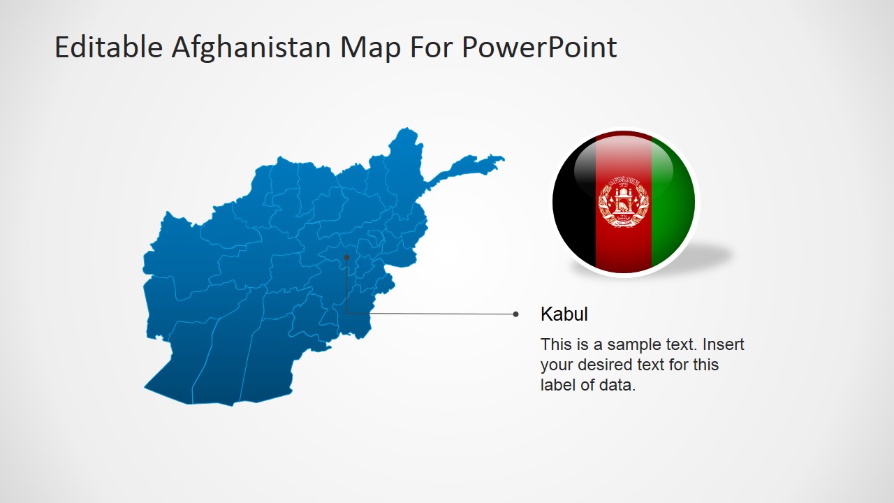 PowerPoint Afghanistan Map with Kabul Marked