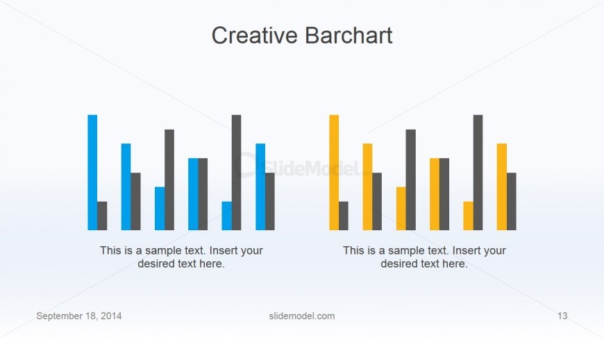 Flat Business Thin Bar Chart Slide Design