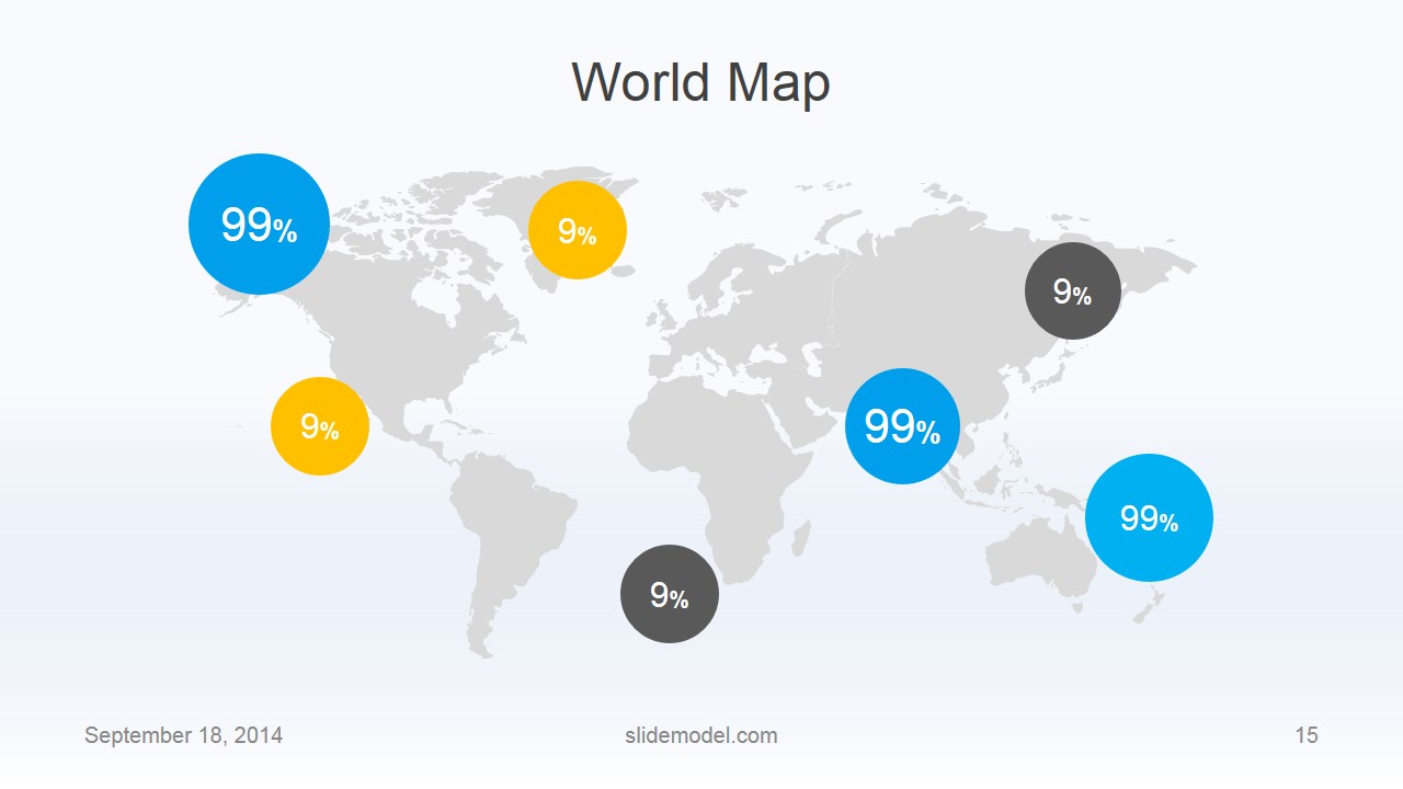 Flat Business World Map Slide Design