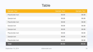 Flat Business Table Slide Design