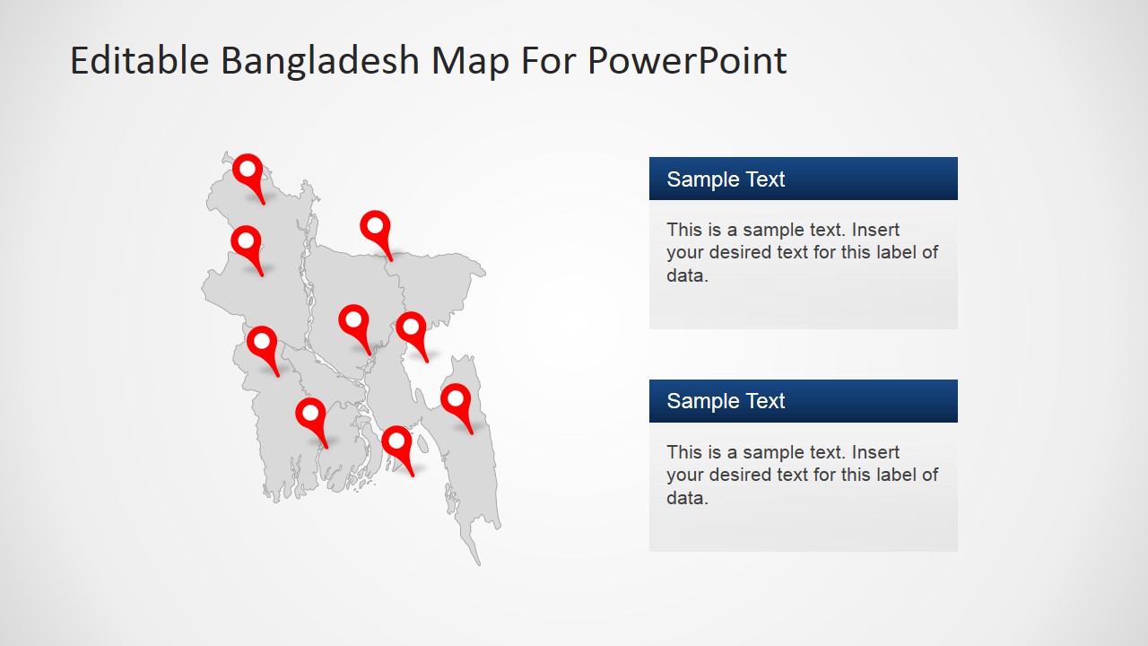PowerPoint Map of Bangladesh with Grey Background