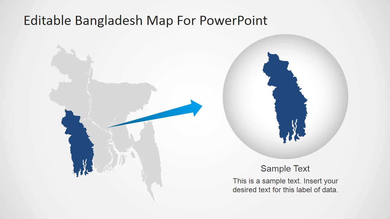 Map for PowerPoint Of Bangladesh with Khulna Region Highlighted
