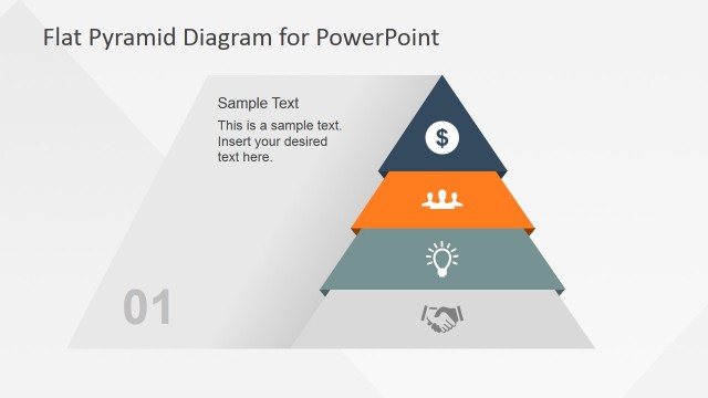 4 Levels Flat Pyramid Diagram Template for PowerPoint