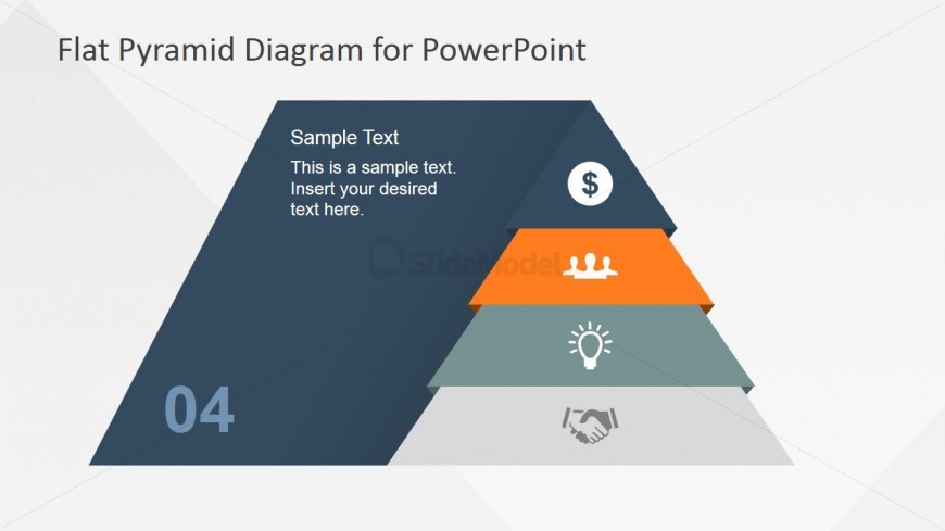 Flat Pyramid Diagram 4 Steps - 4 Level