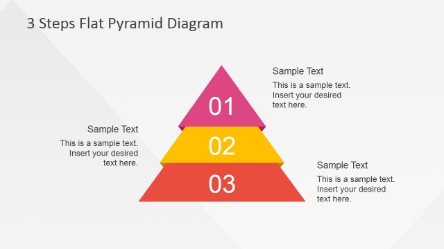 3 Steps Flat Pyramid Diagram with Description