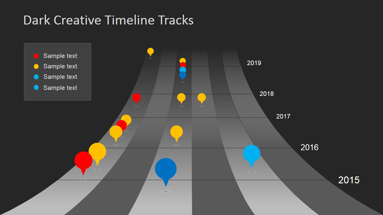 Dark Timeline Tracks PowerPoint Template - SlideModel