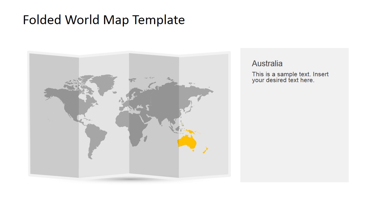 Australia Clipart for PowerPoint in a 3D Folded World Map