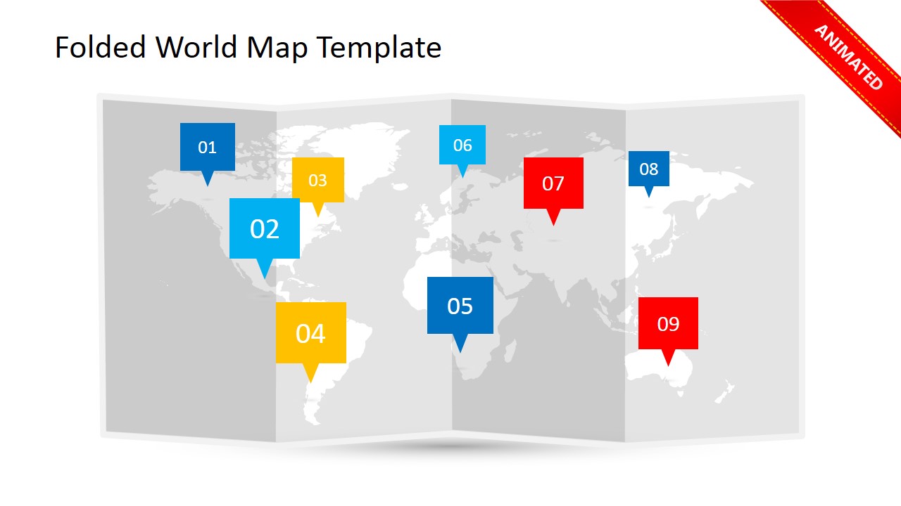 folded world map powerpoint template slidemodel