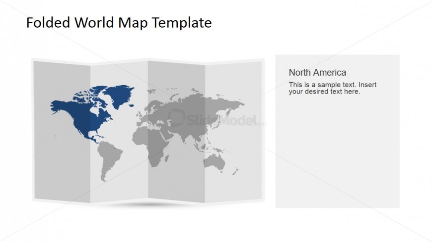 North America Clipart for PowerPoint in a 3D Folded Worldmap