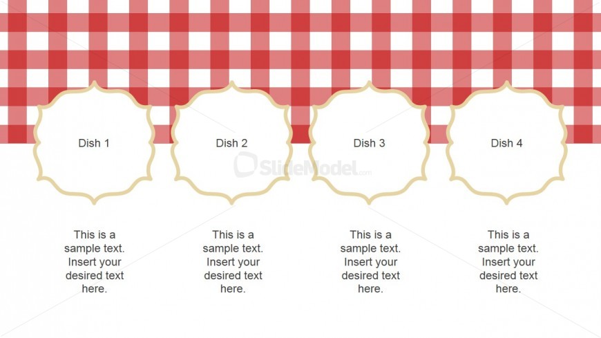 Restaurant Menu Slide Design for PowerPoint with Tablecloth Pattern Style