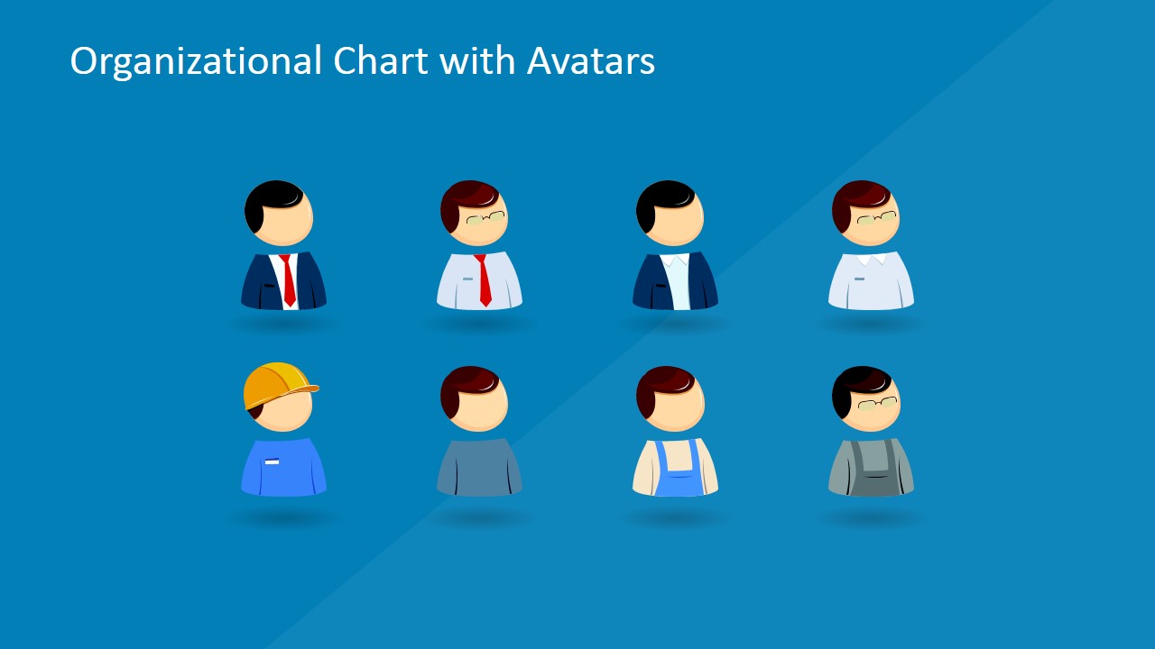 PowerPoint Organizational Chart with Avatars SlideModel