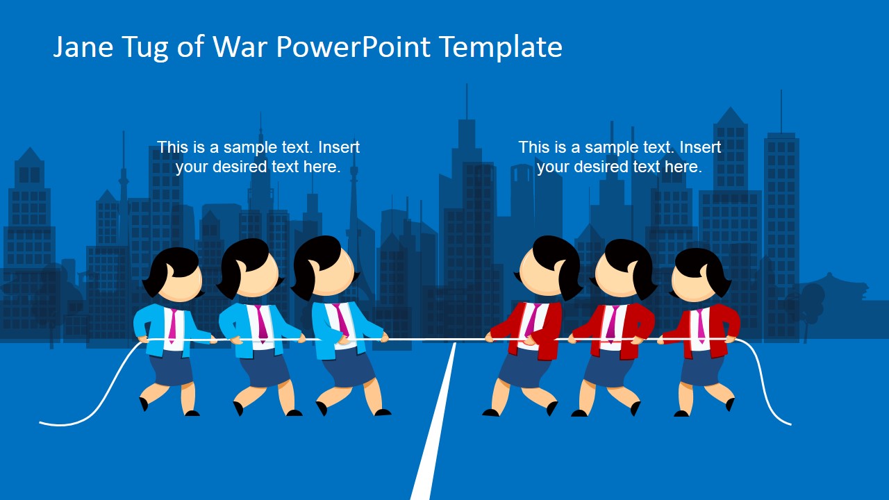Jane Tug of War in the City Clipart for PowerPoint