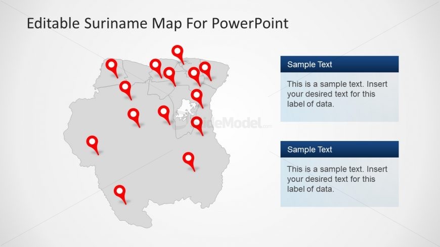 Template of Suriname Map Text Placeholders