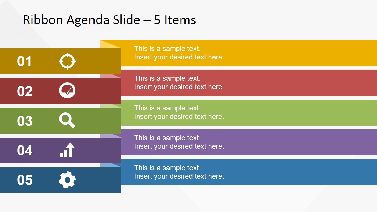 Ribbon Agenda Slide Template Free Download