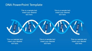 Blue Palette DNA Strands Timeline Design for PowerPoint