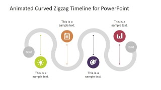 PowerPoint Curved Zigzag Timeline Greyed