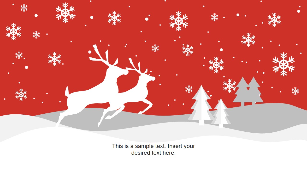 PowerPoint Christmas Background with Snow and Reindeer