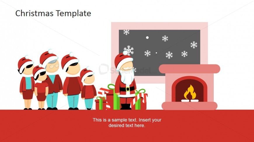 PowerPoint Clipart Scene Family and Santa