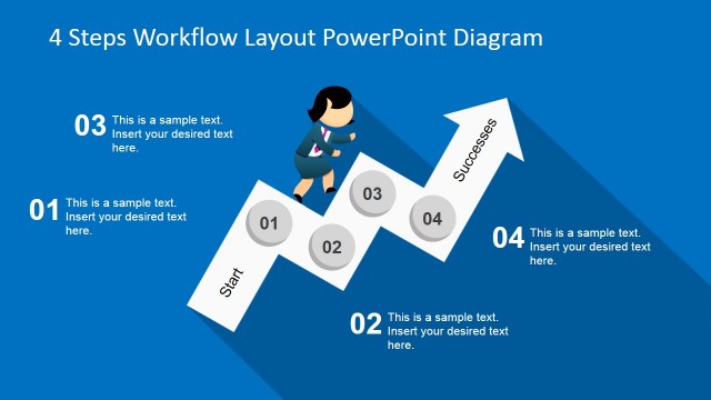 4 Steps Workflow Layout PowerPoint Diagram