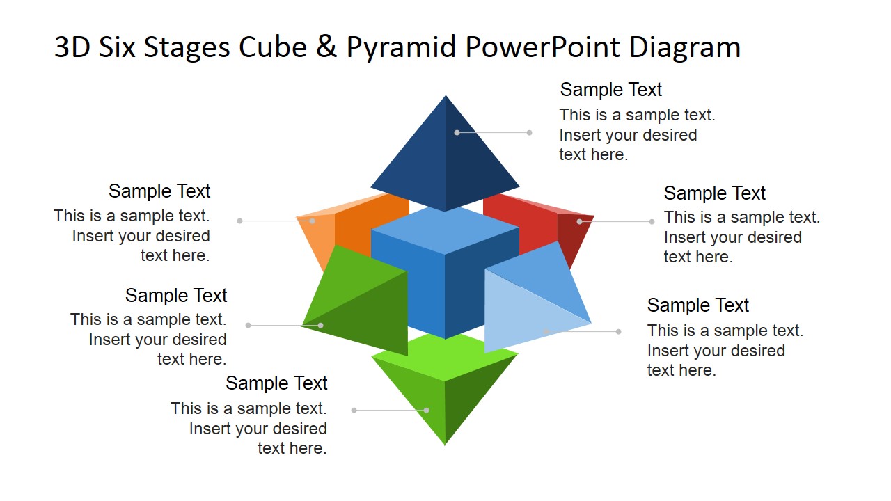 PowerPoint Diagram of 3D Cube and Pyramids