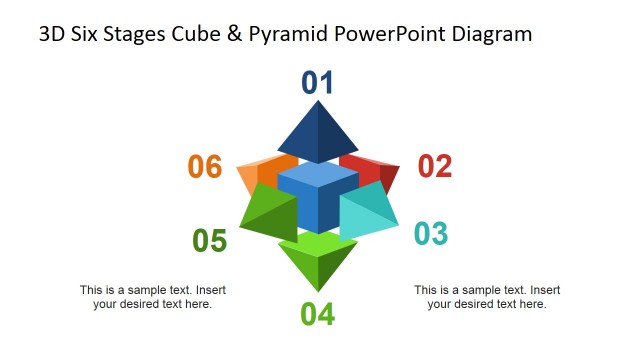 Numbered Cube and Pyramid PowerPoint Diagram
