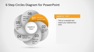 PowerPoint 6 Circles Overlapping Step Diagram