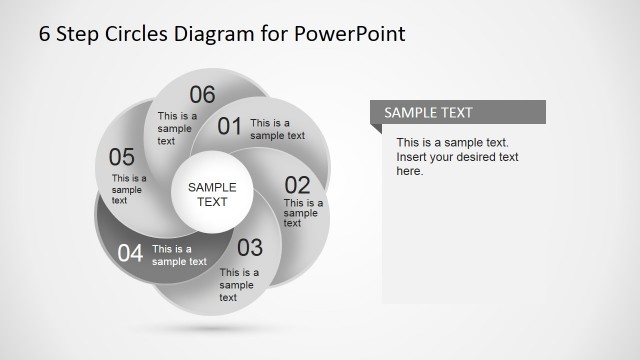 Circular Overlapping Six Steps PowerPoint Diagram