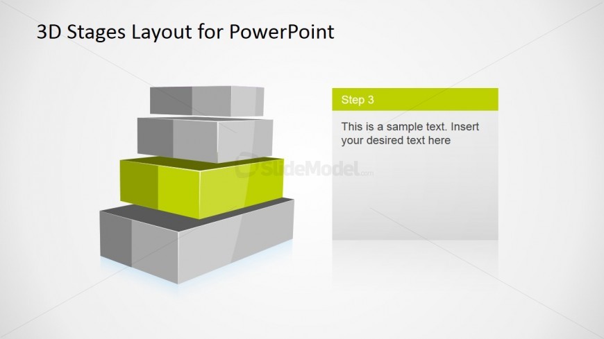 4 Levels 3D Staged Diagram for PowerPoint - Level 3