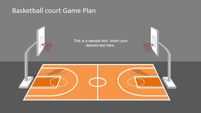 Basketball Court Game Plan PowerPoint Shapes