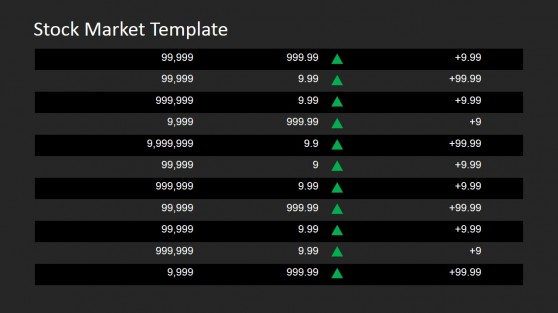 Table with Numbers and Up Icons