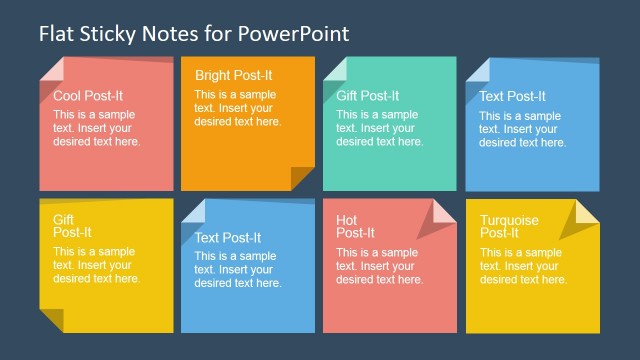 Flat Sticky Note Shapes for PowerPoint