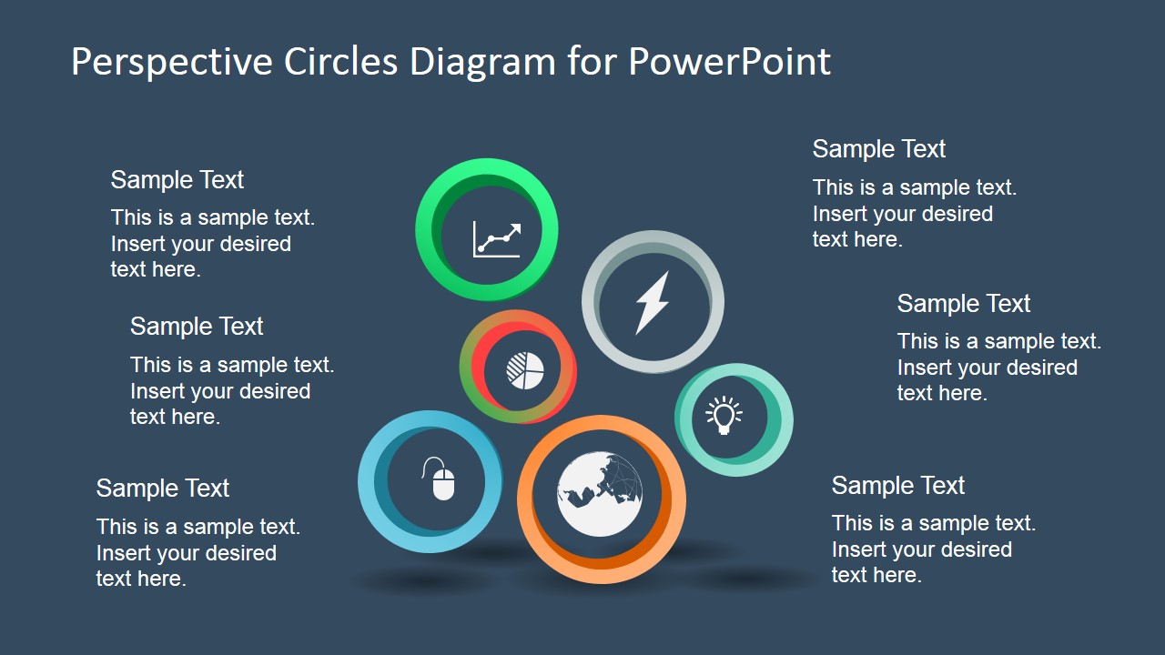 Perspective Circles Diagram for PowerPoint SlideModel