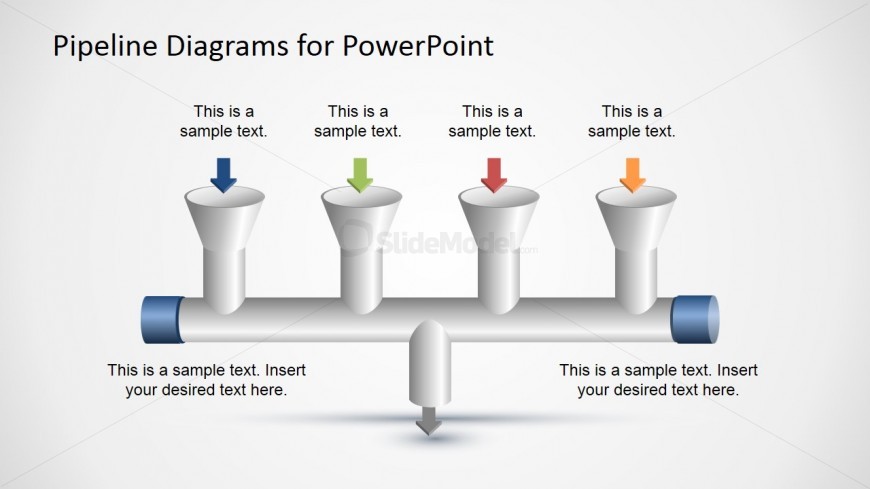 4 Input to 1 Output Pipeline Diagram for PowerPoint