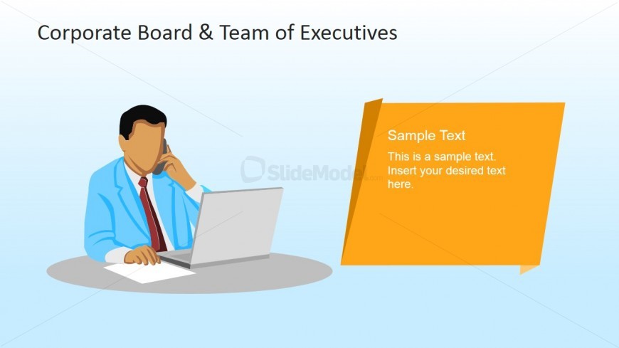 Male Executive with Phone and Laptop PowerPoint Scene