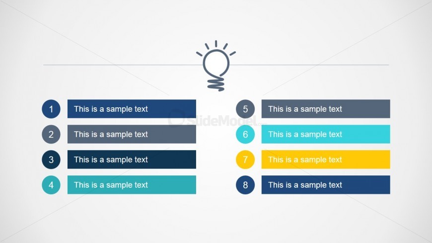 8 Steps Bright Idea Agenda Slide Design