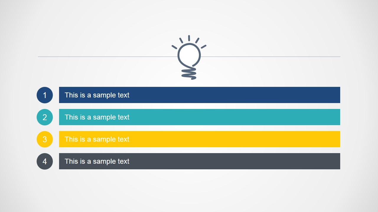 4 Steps Bright Idea Agenda Slide Design Slidemodel