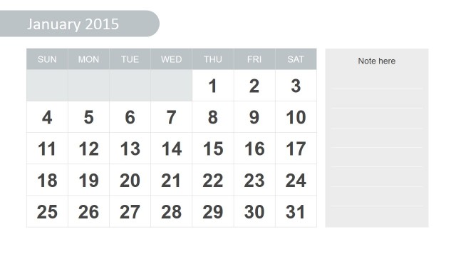 Calendar January 2015 Slide Design