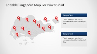 Singapore Map with Location Markers for PowerPoint