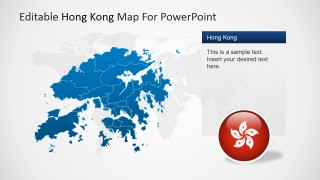 Hong Kong Map with Flag Badge Clipart