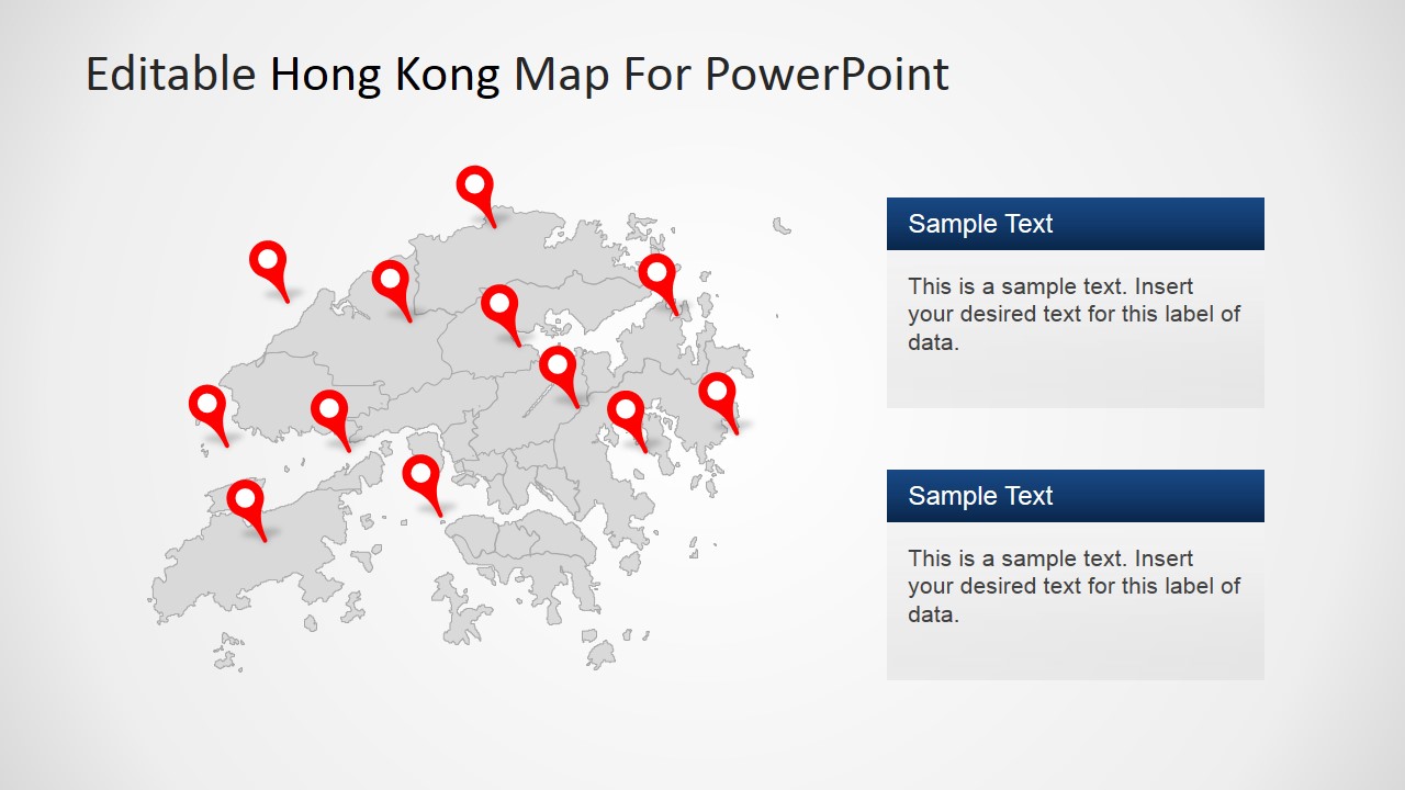 PowerPoint Hong Kong Map with 12 GPS Markers