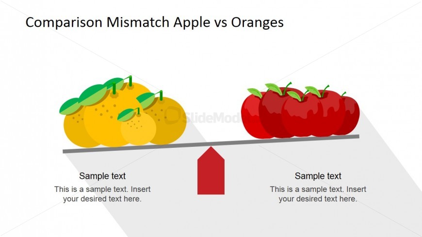 Group of Oranges and Apples Compared in Scale for PowerPoint
