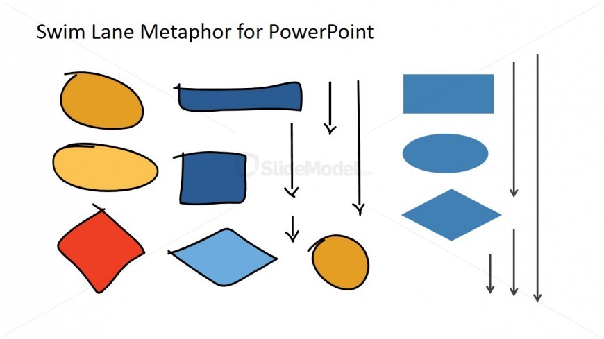 Hand Drawn Swim Lane Work Flow Elements Slide - SlideModel