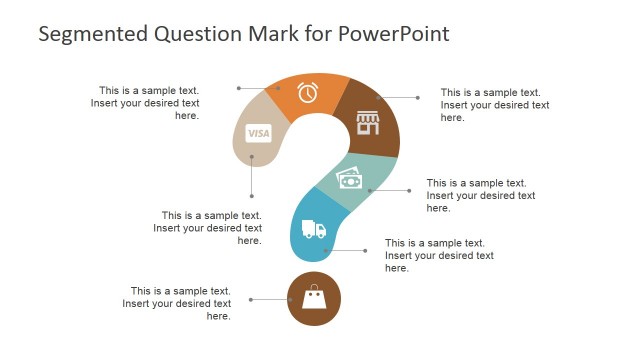 Segmented Question Mark with Purchasing Theme PowerPoint Icons