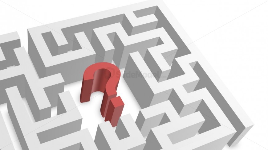 PowerPoint Slide with 3D Maze with Question Mark Symbol