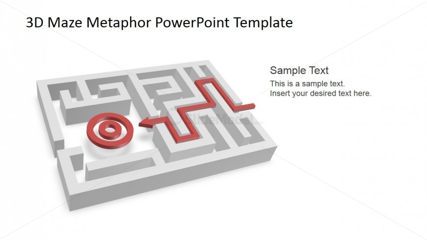 PowerPoint 3D Maze Shape with 3D Target and Path