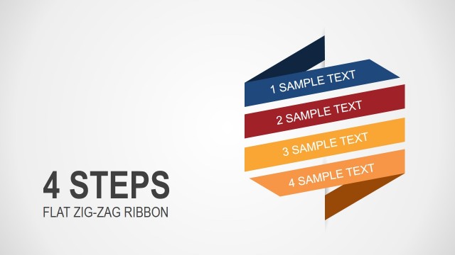 4 Steps Flat Zig-Zag Ribbon Diagram for PowerPoint