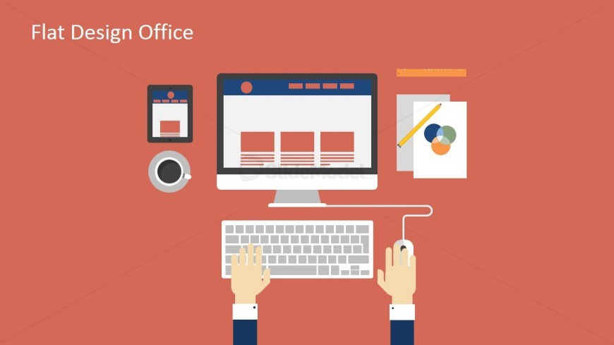 Computer Desk Illustration for PowerPoint