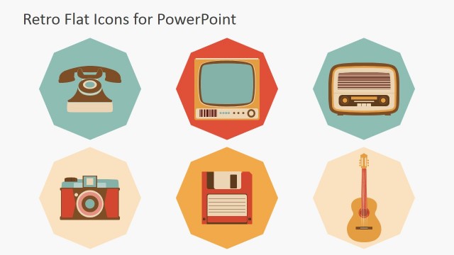 Television Radio and Phones Flat Icons Vintage